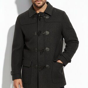 MEN'S PARASUCO Wool Blend Pea Coat, (S) But Fits (M), Grey Toggle Winter Jacket